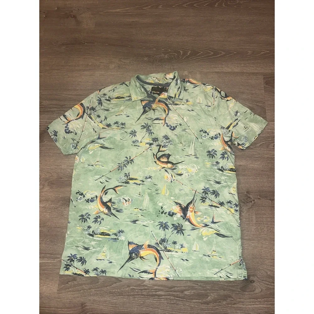 Polo Ralph Lauren Classic Fit Polo Men's XL AOP Marlins Boats Hawaiian Fishing